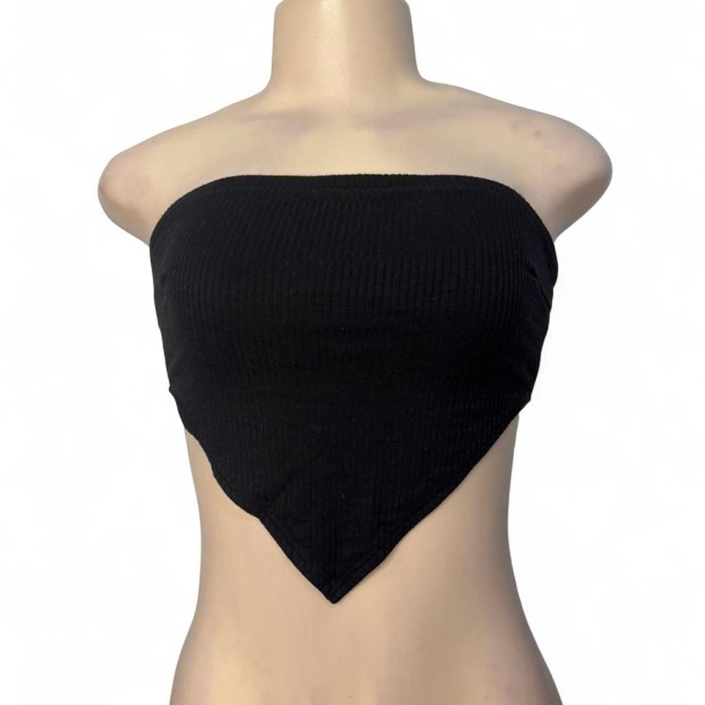 Black Ribbed Bandana Style Tube Top